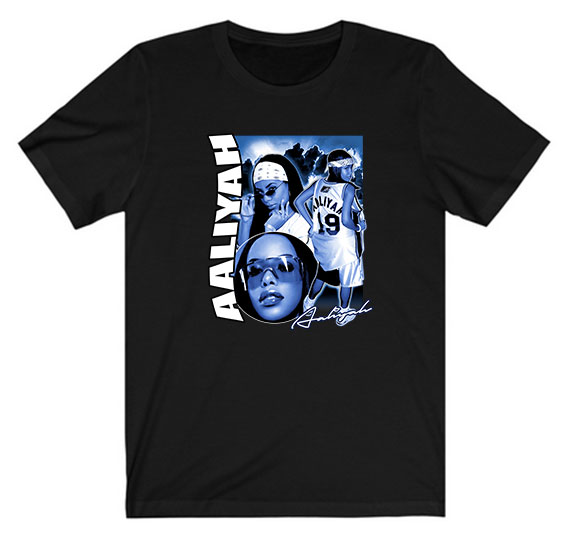 Aaliyah Vintage Rap University Blue Jordan Tee